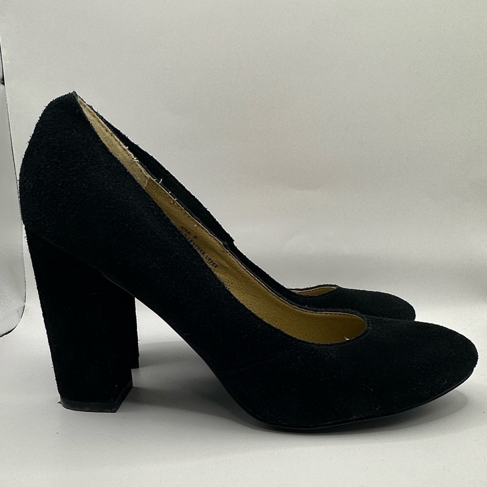 GUC Kimchi Blue Black Faux Suede Chunky Heel Shoe Size 9‎